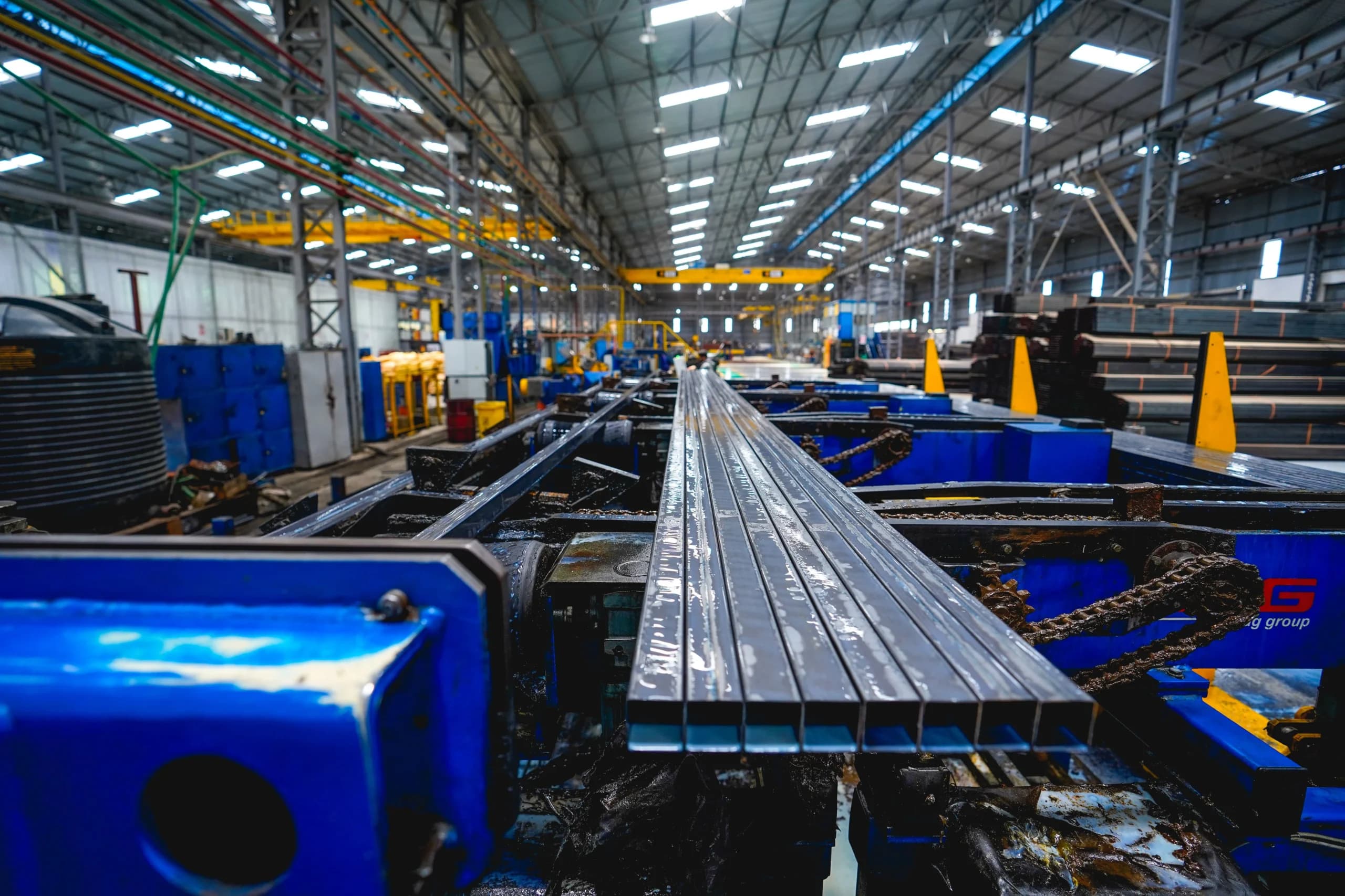 Pipe Steel Industries factory structure with heavy machinery